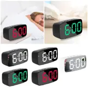 LED Alarm Clock Mirror Surface Bedroom Modern Adjustable Brightness Desktop