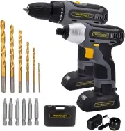 20V Cordless Drill and Impact Driver Combo Battery Drill Set Combo Kits 1/4" wit