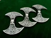 FREE SHIPPINGDouble bit head hand high carbon steel hunting Viking axe lot of 3