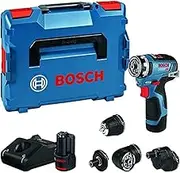 Bosch Professional 12V System GSR 12V-35 FC cordless drill/driver (incl. 4 FlexiClick adapters, 2x 3.0 Ah battery, GAL 12V-40 quick charger, in L-BOXX 102) – FlexiClick system