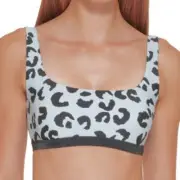 DKNY Leopard Print Bikini Swim Top Size Medium Lt. Blue Retail $68