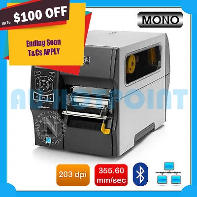 Zebra ZT410 Network Bluetooth Desktop Die-Cut Thermal Barcode/Label Printer (DT)