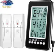 Wireless Digital Refrigerator Freezer Thermometer w/ 2 Sensors Alarm Display
