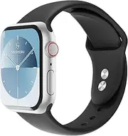 Sinjimoru Silicone Apple Watch Band, Compatible with Apple Watch 38mm, 40mm, 41mm, 42mm, 44mm, 45mm, 49mm, for Women or Small Wrists, Black