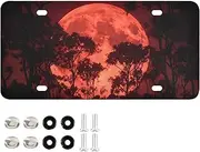 AIXIWAWA License Plate Big Moon Forest Print for Automobile Front Rear 12x6 in Standard Aluminum Alloy Metal Car Tags Decorative Plates