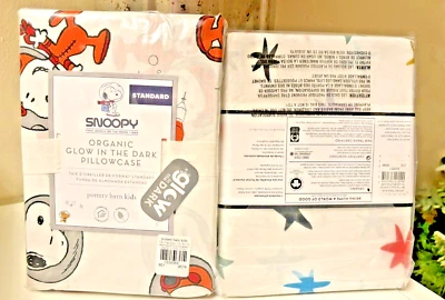 Snoopy Pottery Barn School peanuts Pillowcase Halloween Holiday Dog+ Space SET 2