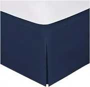 Linen Plus King Size Luxury Tailored Bed Skirt 14" Drop Pleated Styling Dust Ruffled Solid Navy Blue