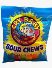 Cry Baby Sour Chews Extra Sour Candy in 5 Flavors Berry, Cherry, Apple, Lemon