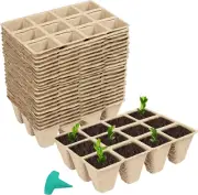 288 Cells Peat Pots Seed Starter Trays, 24 Packs Biodegradable Seedling Pots Ger