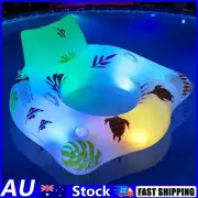 Light-Up Pool Lounger with Cup Holders Floating Pool Chair Pool Raft for Adults