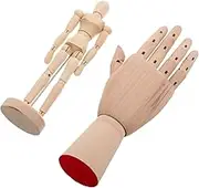 jojofuny Flexible Adjustable 2-Piece Mannequin Set 8 10 Inch Wooden Figures for Art Projects for Drawing Sculpture