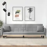 vidaXL Sofa Bed with Cup Holders Light Grey Fabric