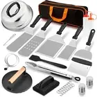 18pc Griddle Accessories Kit Flat Top Grill Tools BBQ Set Dome Press Spatulas