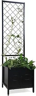 Zhongma 15.75 x 15.75 x 55 in Raised Garden Bed with Trellis,Heavy Duty Plant Box for Climbing Plants with Drainage Hole, Metal Lattice Planter Gardon Box Planter with Inner Fabric Liners.