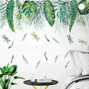 Tropical Leaves Dragonflies Wall Decal