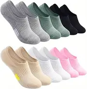 [Lpolkvemelh] 6 Pairs of Women's Trainer Socks, 35-38, 39-42, Running Socks, Invisible with Non-Slip Silicone, Short Socks, Invisible Breathable Socks, Cotton Sports Socks, Gifts for Women, White, Black, Colourful