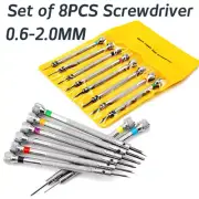 8pcs Flat Blades Screwdrivers Watch Mobilephone Glasses Replace Kit Repair Tools