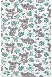 [SDMKA] Cute Koala Crib Sheets for Boys Girls - Portable Microfiber Fitted Crib Sheet for Playard and Mini Crib Mattress, Soft & Breathable, 27x39 Inch