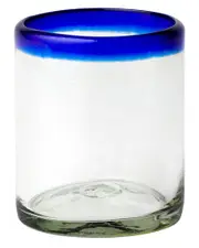 10 Strawberry Street Set of 6 Cobalt Rim DOF Handblown Mexican Glasses