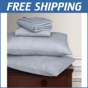 Elegant Cloud Grey Heather Flannel Sheets, 100% Organic Cotton - Four-Piece Set