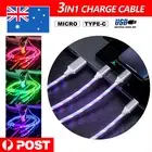 3 in 1 USB-C Type C Glow LED Light Flashing Cord Charging Cable Micro USB iOS