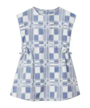 check and logo-print cotton dress 14Y,10Y Blue