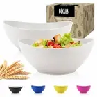 Wheat Straw Bowls Set of 2 with Textured Pattern,Unbreakable Large Salad Bowl...