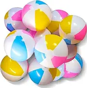 Novelty Place Inflatable Beach Balls - 12 Pack, 12" Diameter, White Panels Alternate with Macaron Colors, Leak-Proof PVC - Summer Beach Pool Party Supplies, Fun Floating Toys for Teenagers, Adults