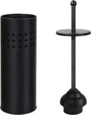 Blue Donuts Toilet Plunger with Holder for Bathroom, Multi Drain Black