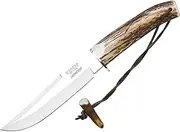 Hiking knife Joker "Luchadera" CC73, deer horn handle, 16 cm blade, includes brown leather Sheath, Tool for fishing, Hiking, camping and hiking