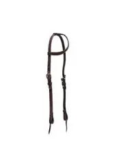 Showman Double Stitched Leather Single Ear Headstall w/ Tie On Bit Loops