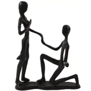 Passionate Propose Marriage Sculpture Art Iron Statue Romantic Couple Figurine