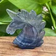 2" Natural fluorite quartz unicorn skull carved crystal gem reiki healing 1pc