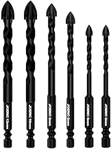 5PCS Ceramic Tile Drill Bits, JOERIC Masonry Drill Bits Set for Glass, Brick, Tile, Concrete, Plastic and Wood Tungsten Carbide Tip for Wall Mirror and Ceramic Tile (6mm 6mm 8mm 10mm 12mm)