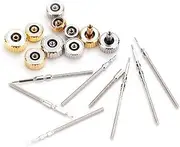 [Tbest] Watch Tool, Watch Crowns, Rown and Stem Replacement, Watch Stem and Crown Replacement Parts, Rotary Watch Crown, Watch Shafts and Crowns, Stainless Steel Watch Crown Spring Bar Set, Watch Repair Tool Accessories