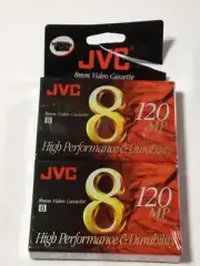 JVC MP 120 Min Video 8 / 8mm Blank Camcorder Videotapes - 2 Pack - Brand NEW