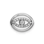 14k White Gold Medium Real Diamond Gold Halo Evil Eye Pendant