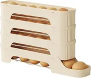 Egg Holder for Fridge, Slide Type Refrigerator Egg Dispenser, Space-Saving Egg Organizer for Fridge, Auto Rolling Egg Rack for Kitchen, Fridge Egg Dispenser with Multiple Tiers, Egg Holder Rack