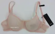 NWT DKNY DK4039 "Monogram" Soft Cup, Demi Logo Mesh Bra, Beige, I637K, 34C