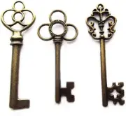 Mixed Set of 30 Large Skeleton Keys in Antique Bronze - Set of 30 Keys
