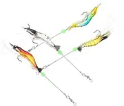 Toyvian 4pcs Glow The Dark Luminous Shrimp Bait Realistic Soft Fishing with Hooks for Freshwater and Saltwater Trout Fishing