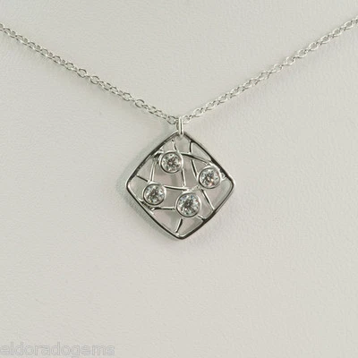HEARTS ON FIRE NATURAL DIAMOND BROCADE SQUARE PENDANT NECKLACE 18K WHITE GOLD