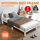 Bed Frame King Single Mattress Base Platform Round Headboard Bedroom Bed White