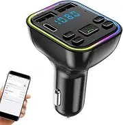 Car MP3 Player - Wireless Radio Receiver, Colorful Lights Adapter, FM Transmitter | Type-C PD 20W Fast Charging Audio Device, QC 3.0 Receiver USB Charger Hands lid