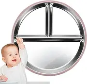 Stainless Steel Baby Plates with Suction | Three Compartments Metal Food Tray Stainless Steel Dishes | Non-Stick Divided Serving Tray Metal Dishes for Vegetables Fruits Meat