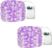 Battery Powered Led Wire Mini Strip Led Mini Tiny Blue Twinkle Rice Fairy Lights,Each is 16.4 Feet Long 50 Lamp.4.5V Voltage Drive, Higher Brightness(5m, Purple)
