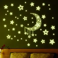 在飛比找蝦皮購物優惠-兒童房夜光貼紙卡通月亮星星發光貼墻貼紙幼兒園熒光貼可移除夜光