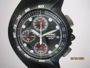 SEIKO MEN'S WATCH ALARM CHRONO ALL S/S BLACK ORIGINAL JAPAN SNKL19 NEW