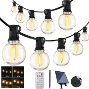 25FT Solar Dimmable Festoon String Lights 25 LED Outdoor Wedding Party w/ Remote