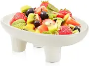 Three-Legs Ceramic Fruit Bowl for Kitchen Counter, Home Decorative Bowl, 10-inch Oval Large Bowls for Bread Basket or Candy Dish for Kitchen Counter Table and Modern Home